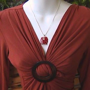 Sterling Silver Red Elephant Necklace